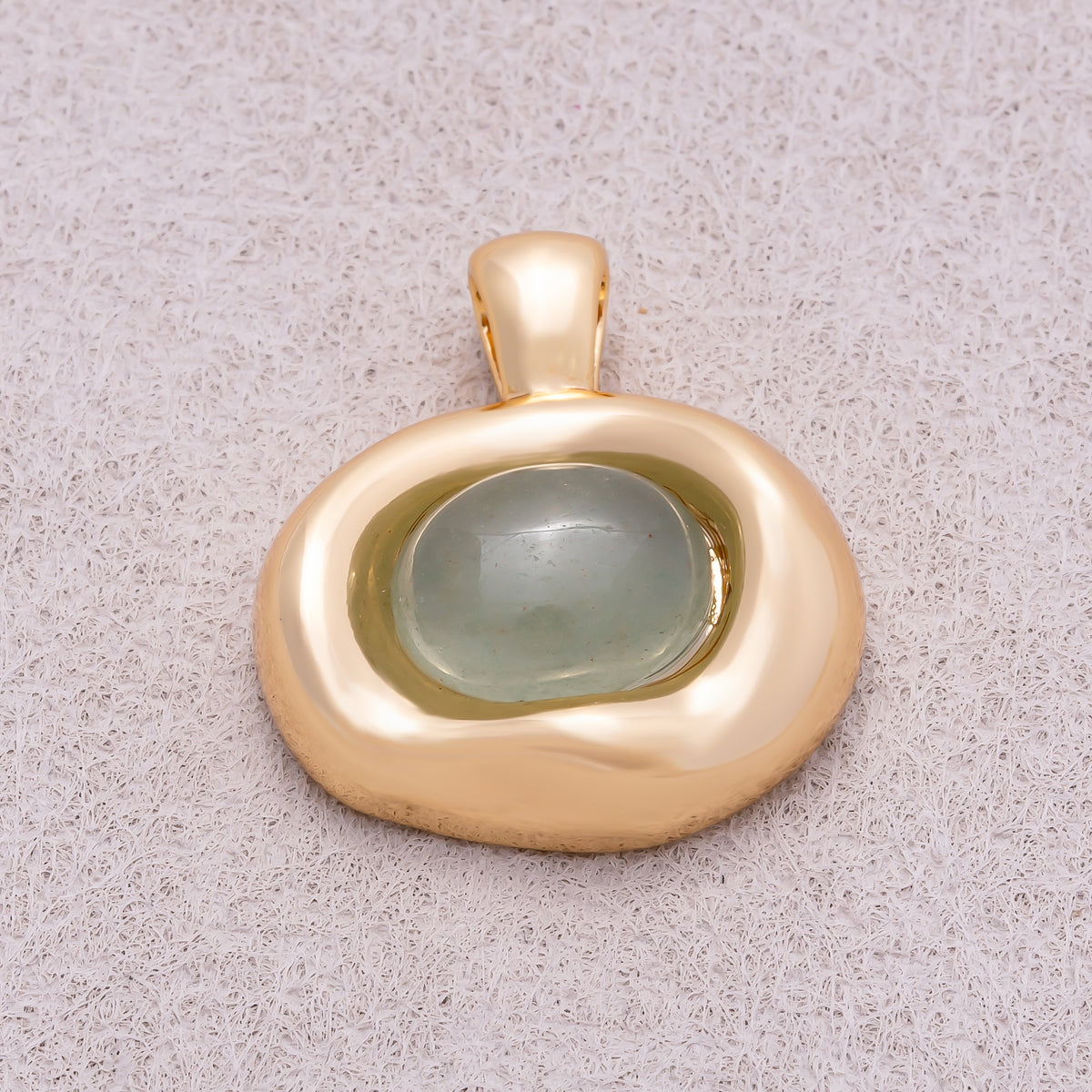 16K Gold Plated Colorful Natural Gemstone Irregular Oval Charm - Sold Each