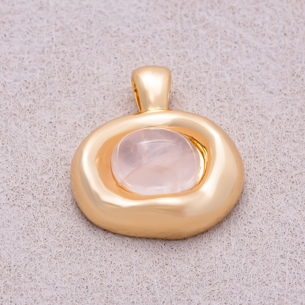 16K Gold Plated Colorful Natural Gemstone Irregular Oval Charm - Sold Each