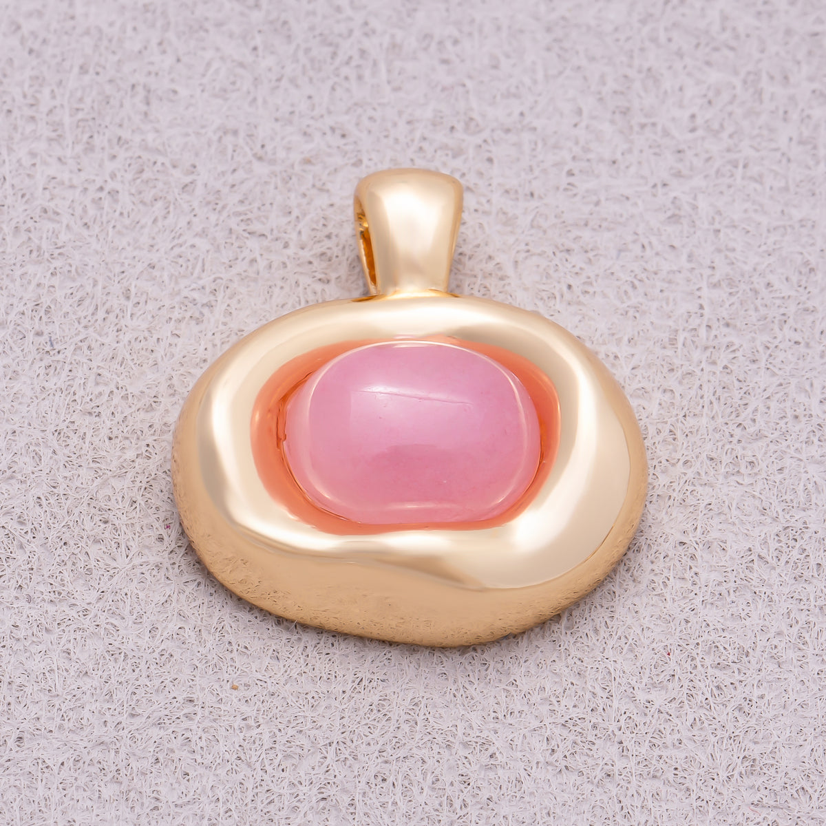 16K Gold Plated Colorful Natural Gemstone Irregular Oval Charm - Sold Each