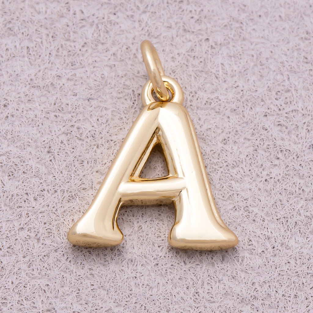 16K Gold Plated Retro Groovy Initial Letter Charm (A-Z) - Sold Each