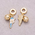 16K Gold Plated Argentina Map Flag & Soccer Ball Dual Dangle Pendant - Sold Each