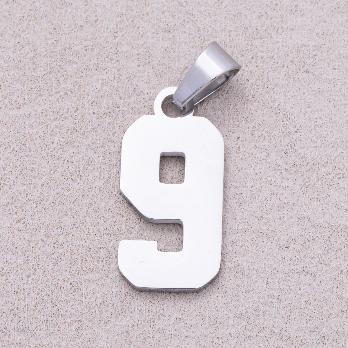Stainless Steel Classic Varsity Block Number Pendant Set (0-9)