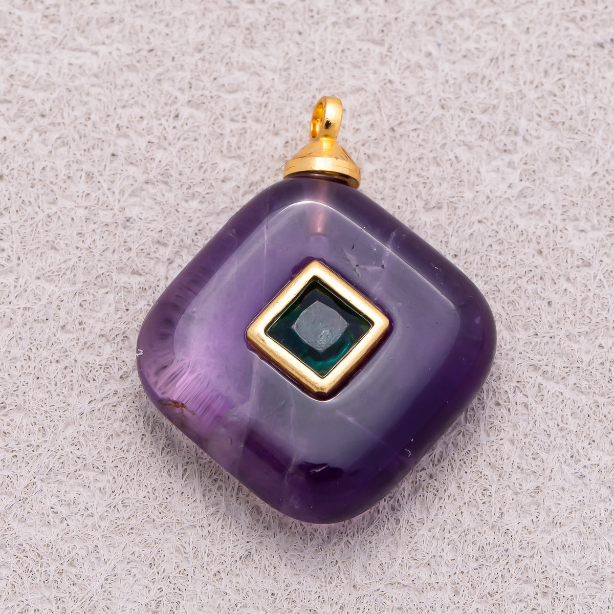 16K Gold Plated Multicolor Bezel set Natural Gemstone Rhombus Pendant - Sold Each