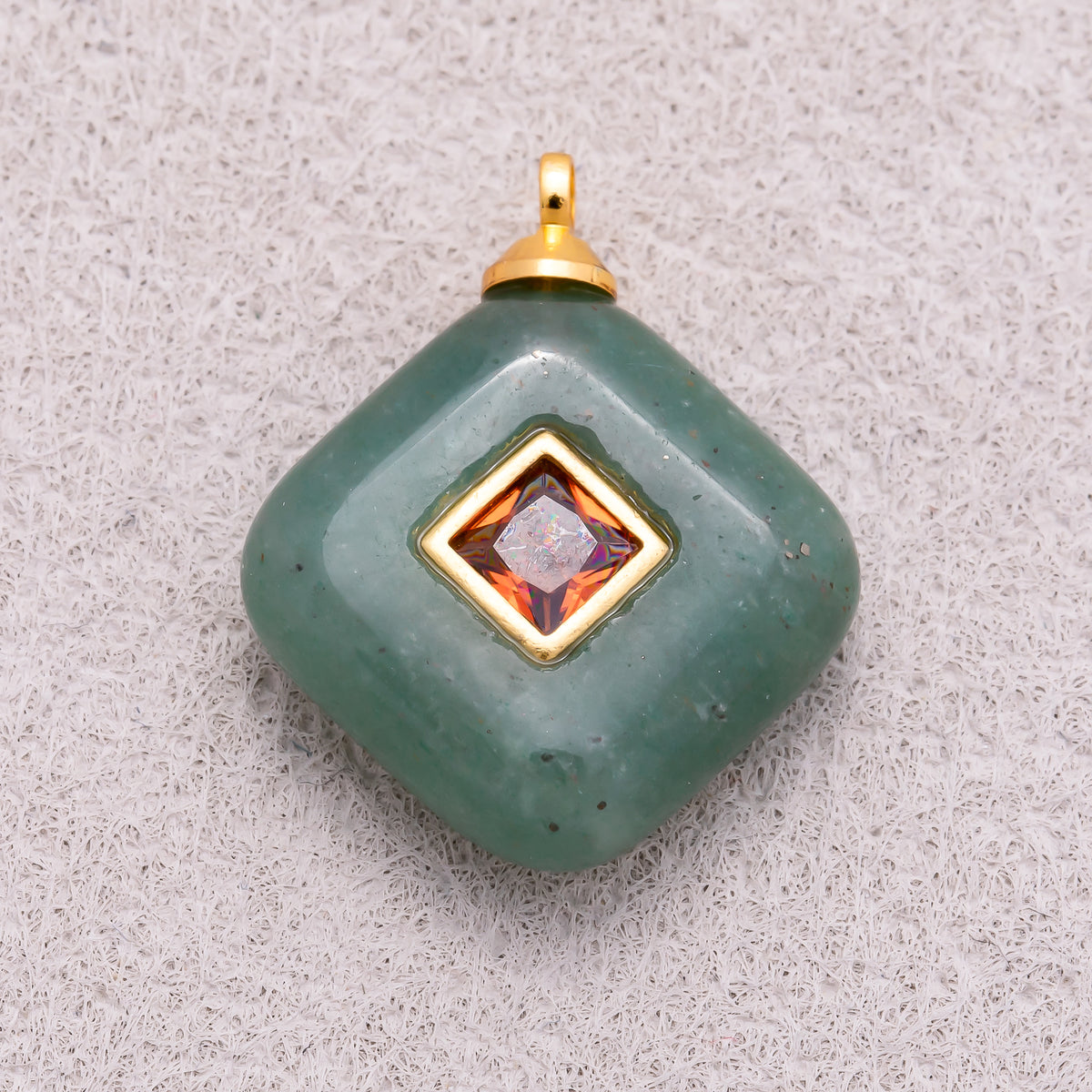 16K Gold Plated Multicolor Bezel set Natural Gemstone Rhombus Pendant - Sold Each