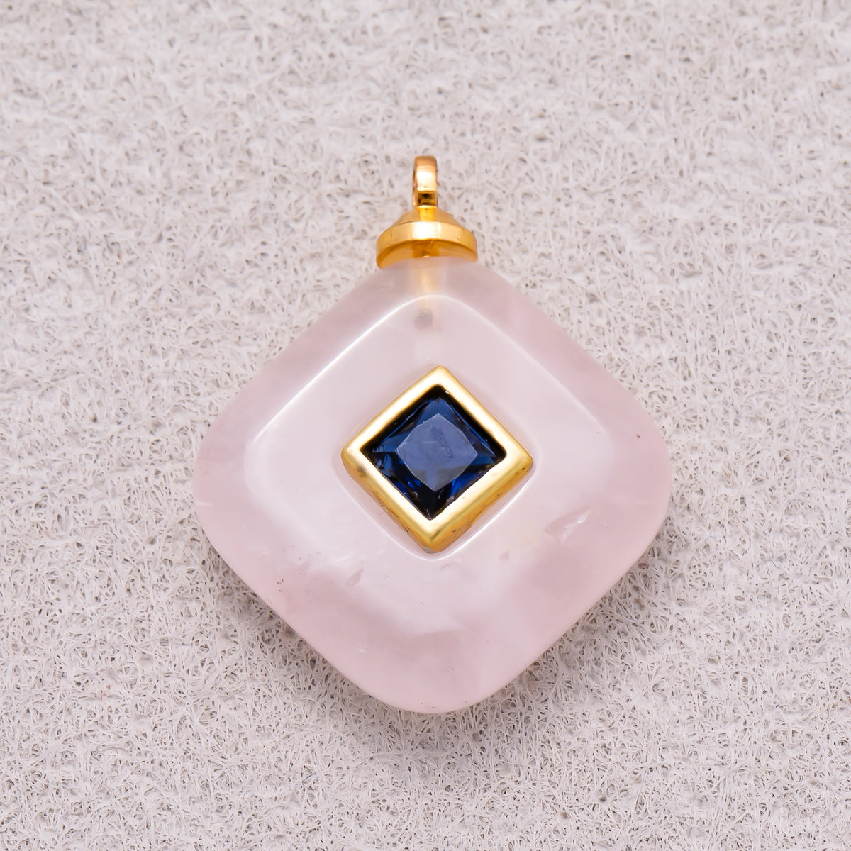 16K Gold Plated Multicolor Bezel set Natural Gemstone Rhombus Pendant - Sold Each