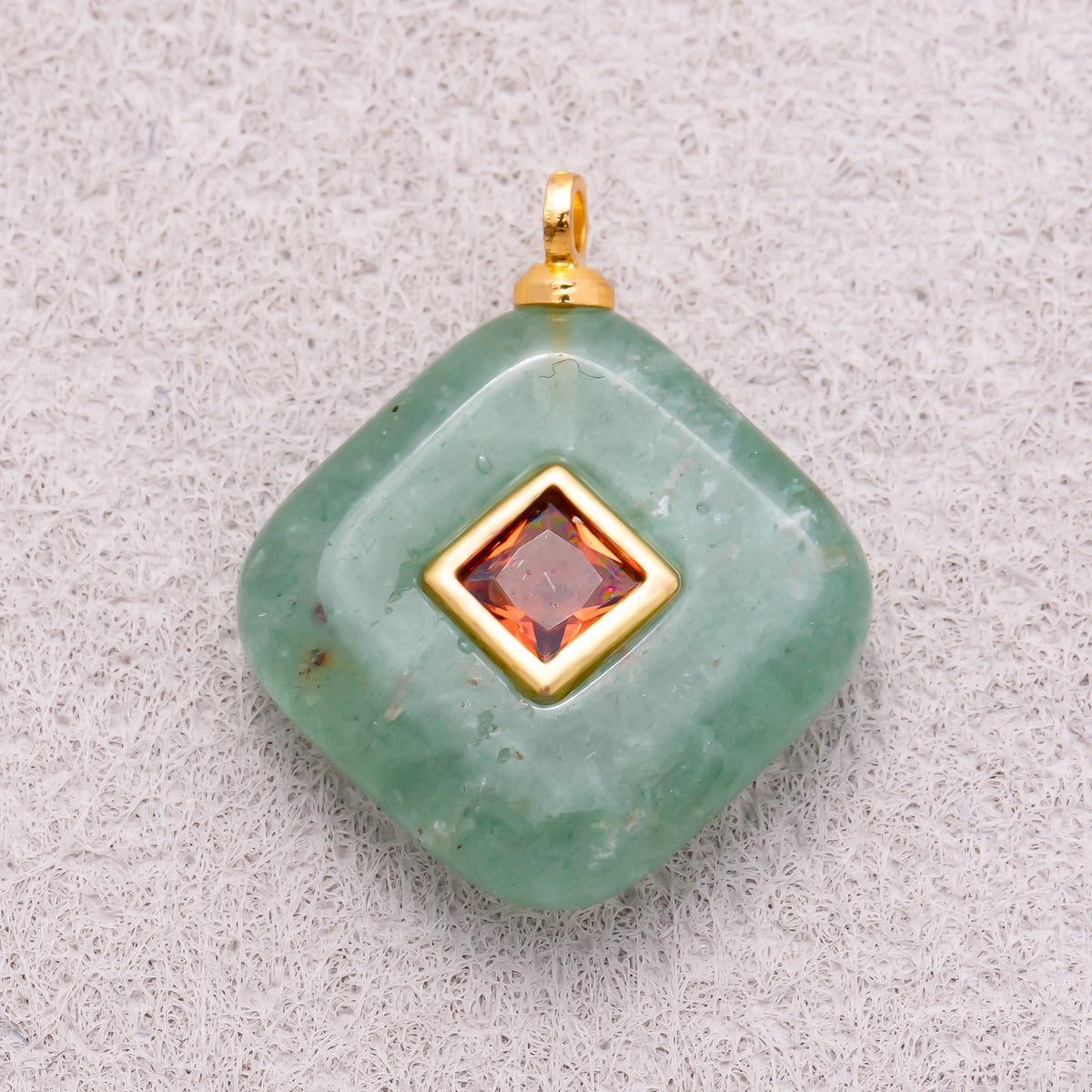 16K Gold Plated Multicolor Bezel set Natural Gemstone Rhombus Pendant - Sold Each