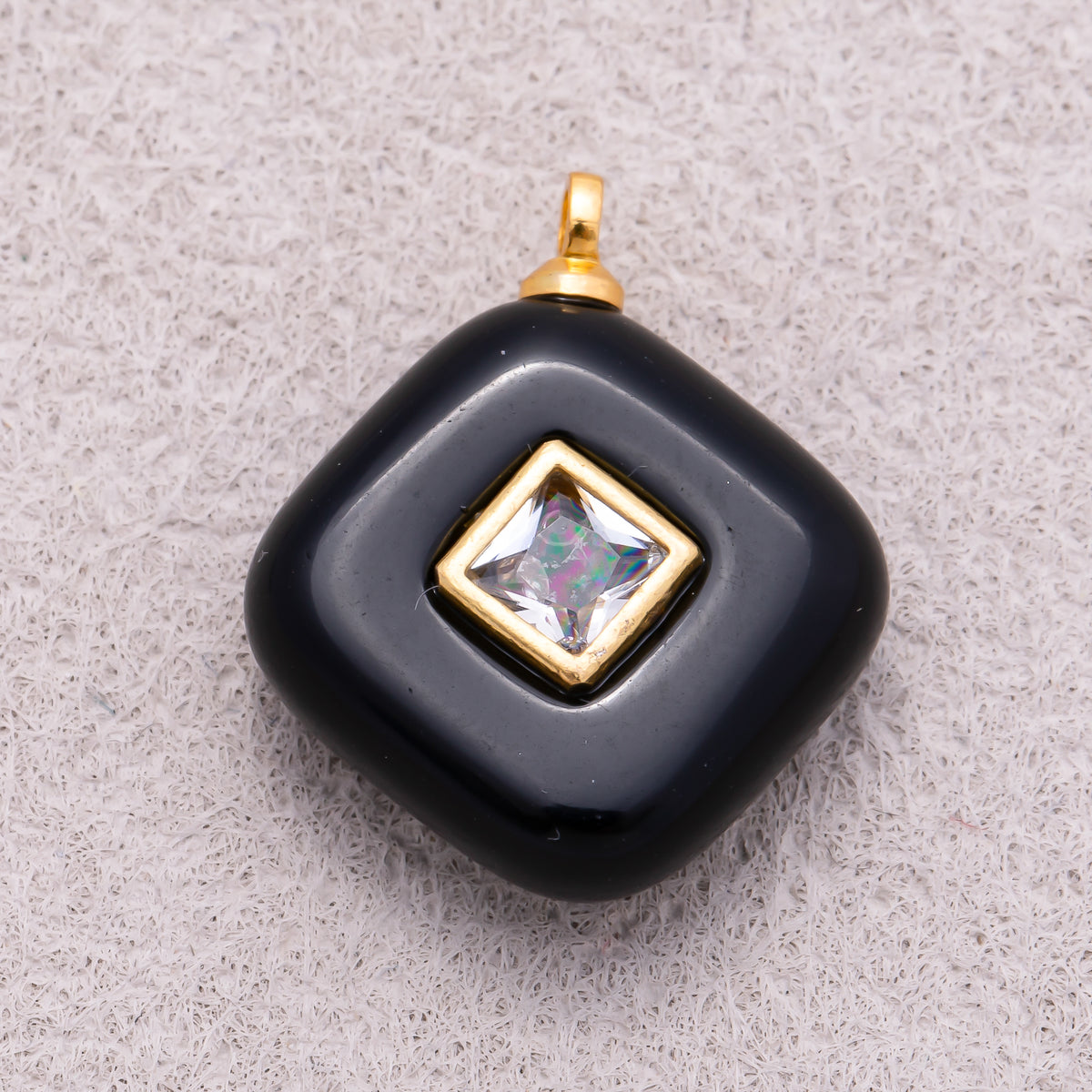 16K Gold Plated Multicolor Bezel set Natural Gemstone Rhombus Pendant - Sold Each
