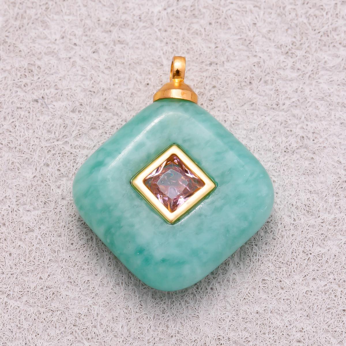 16K Gold Plated Multicolor Bezel set Natural Gemstone Rhombus Pendant - Sold Each