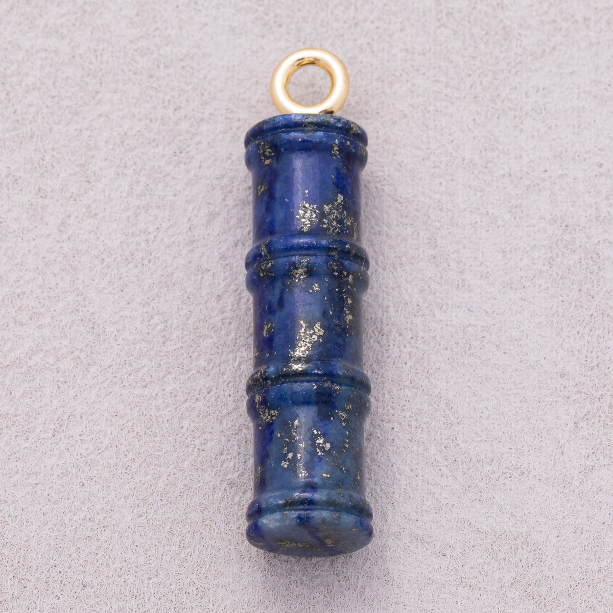 18K Gold Plated Colorful Cylinder Bamboo Natural Gemstone Protection Pendant - Sold Each