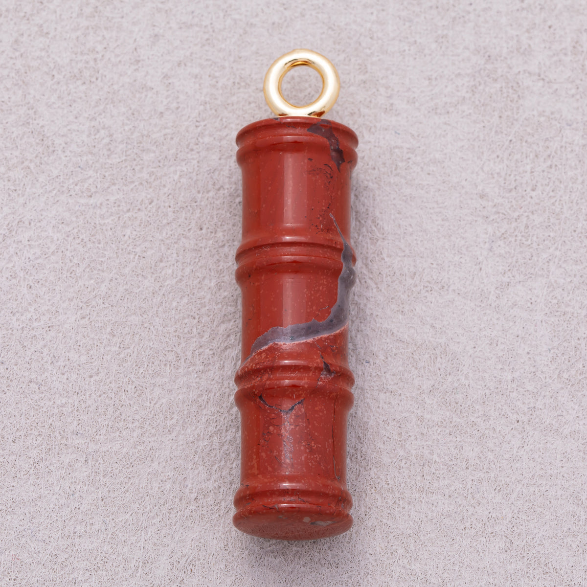 18K Gold Plated Colorful Cylinder Bamboo Natural Gemstone Protection Pendant - Sold Each