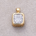 16K Gold Plated Clear CZ Mini Edged Square Bezel Pendant - Sold Each