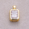 16K Gold Plated Clear CZ Mini Edged Baguette Bezel Pendant - Sold Each