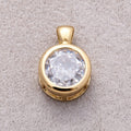 16K Gold Plated Clear CZ Mini Round Bezel Pendant - Sold Each