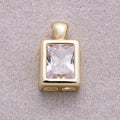 16K Gold Plated Clear CZ Mini Baguette Bezel Pendant - Sold Each