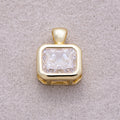 16K Gold Plated Clear CZ Mini Rectangular Bezel Pendant - Sold Each