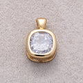 16K Gold Plated Clear CZ Mini Rounded Square Bezel Pendant - Sold Each