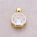 16K Gold Plated Clear CZ Mini Hexagon Bezel Pendant - Sold Each