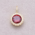 16K Gold Plated Birthstone Round CZ Ribbed Bezel Mini Pendant - Sold Each