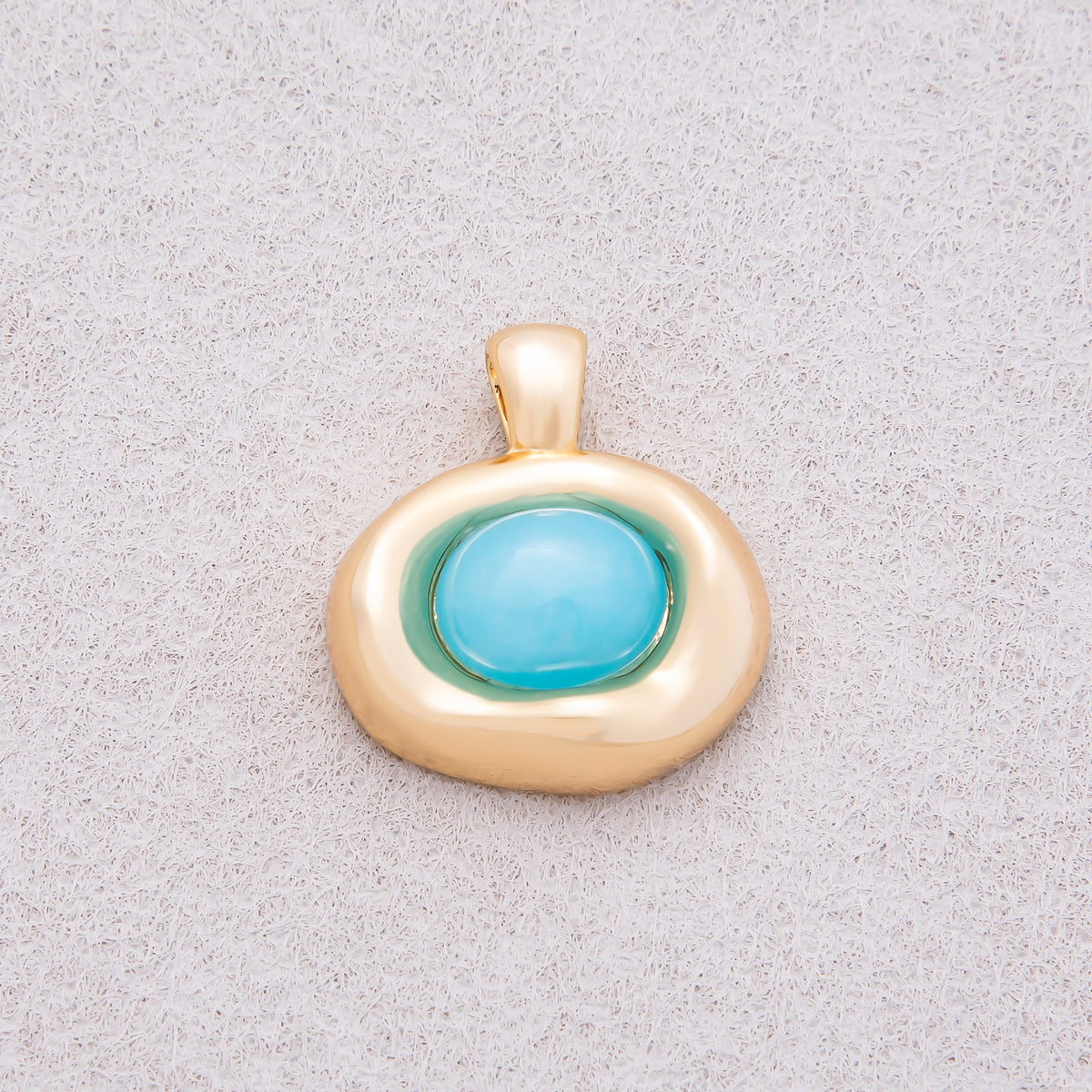 16K Gold Plated Birthstone Cabochon Gemstone Oval Molten Bezel Pendant - Sold Each