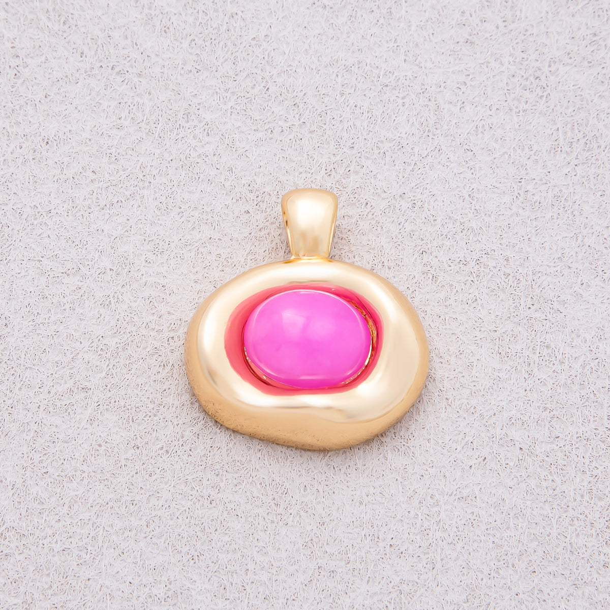 16K Gold Plated Birthstone Cabochon Gemstone Oval Molten Bezel Pendant - Sold Each