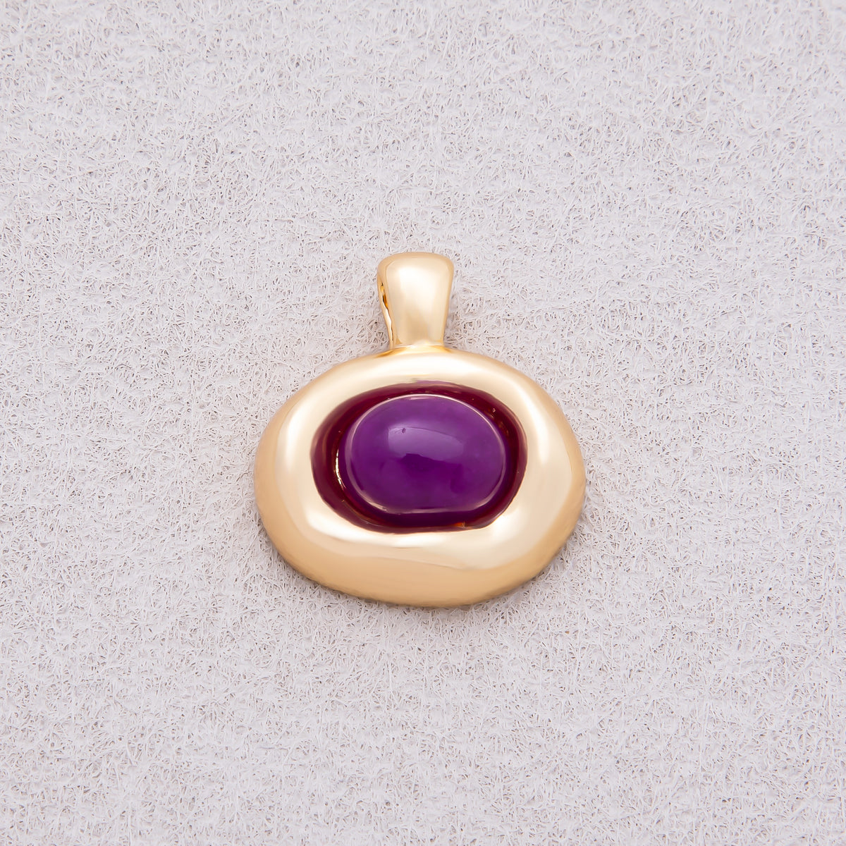 16K Gold Plated Birthstone Cabochon Gemstone Oval Molten Bezel Pendant - Sold Each