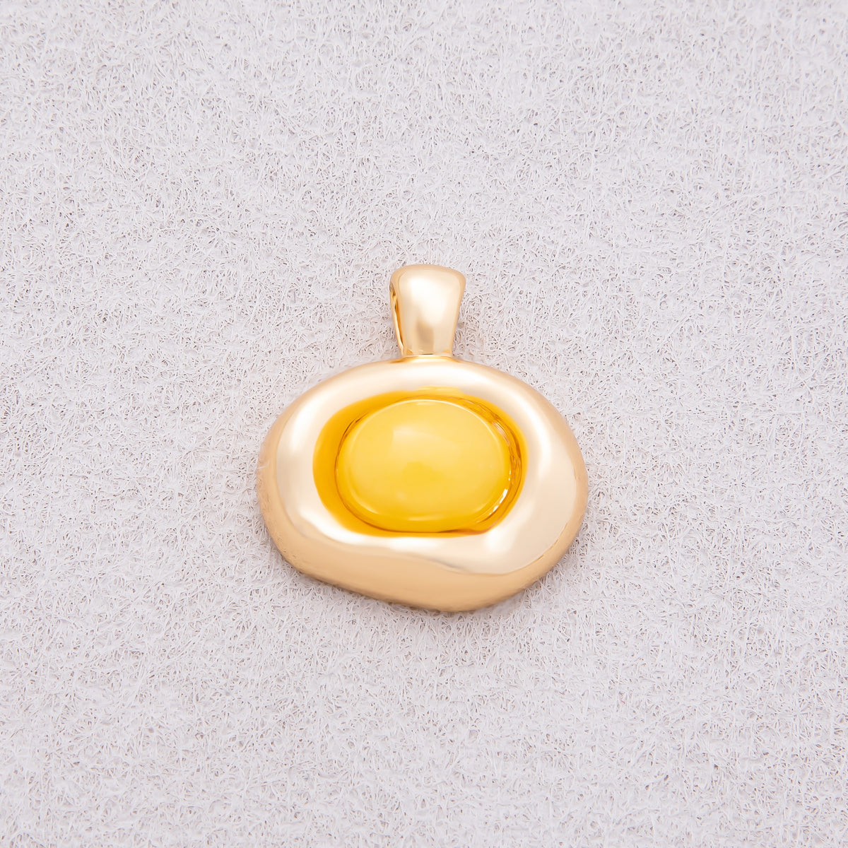 16K Gold Plated Birthstone Cabochon Gemstone Oval Molten Bezel Pendant - Sold Each