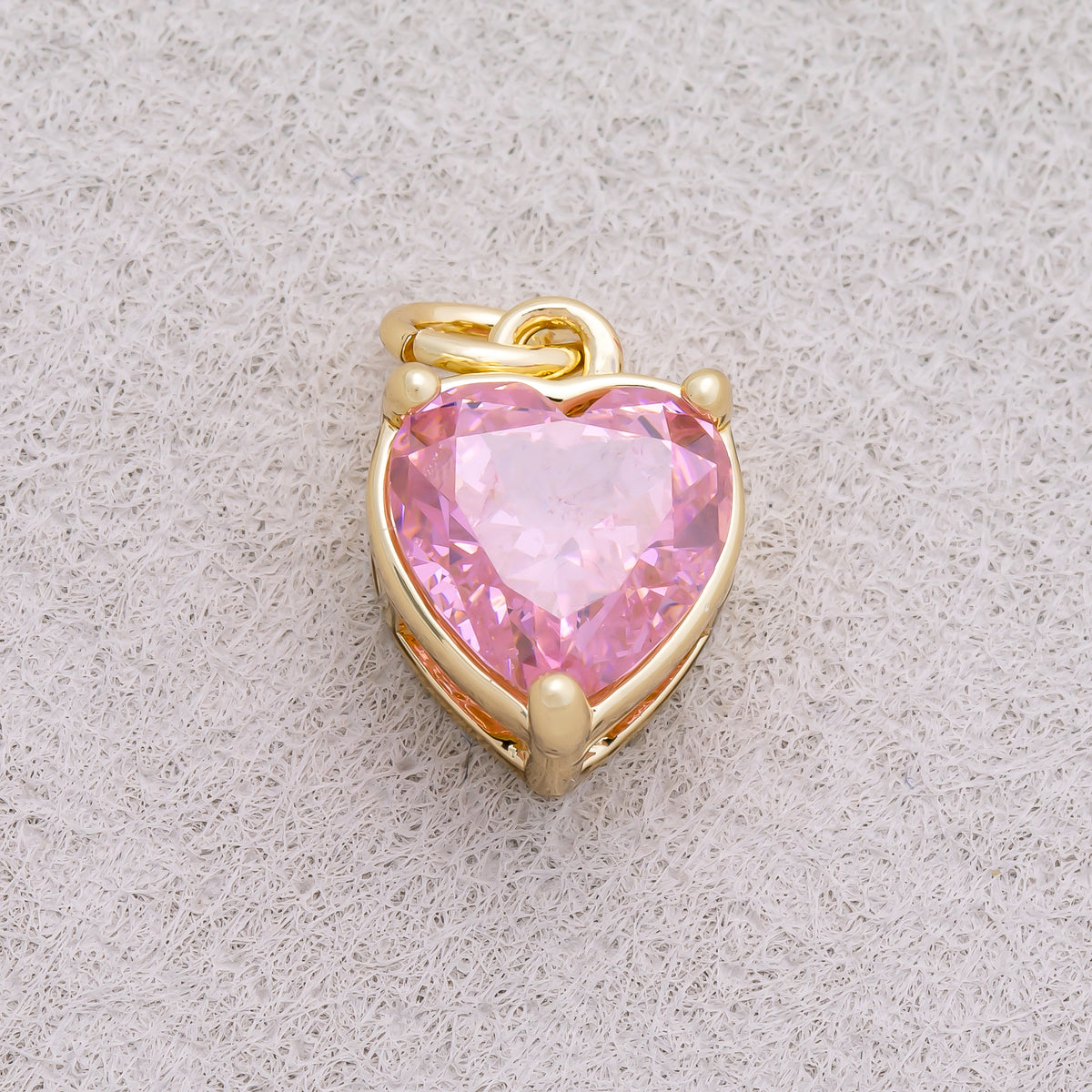16K Gold Plated Colorful Birthstone CZ Heart Charm - Sold Each