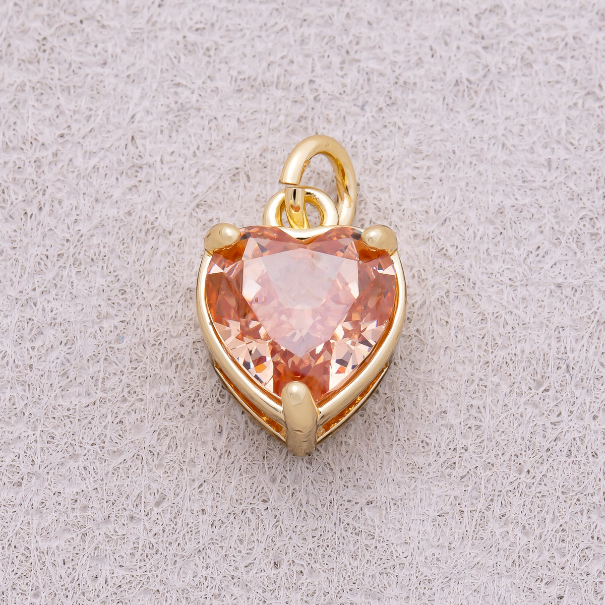 16K Gold Plated Colorful Birthstone CZ Heart Charm - Sold Each