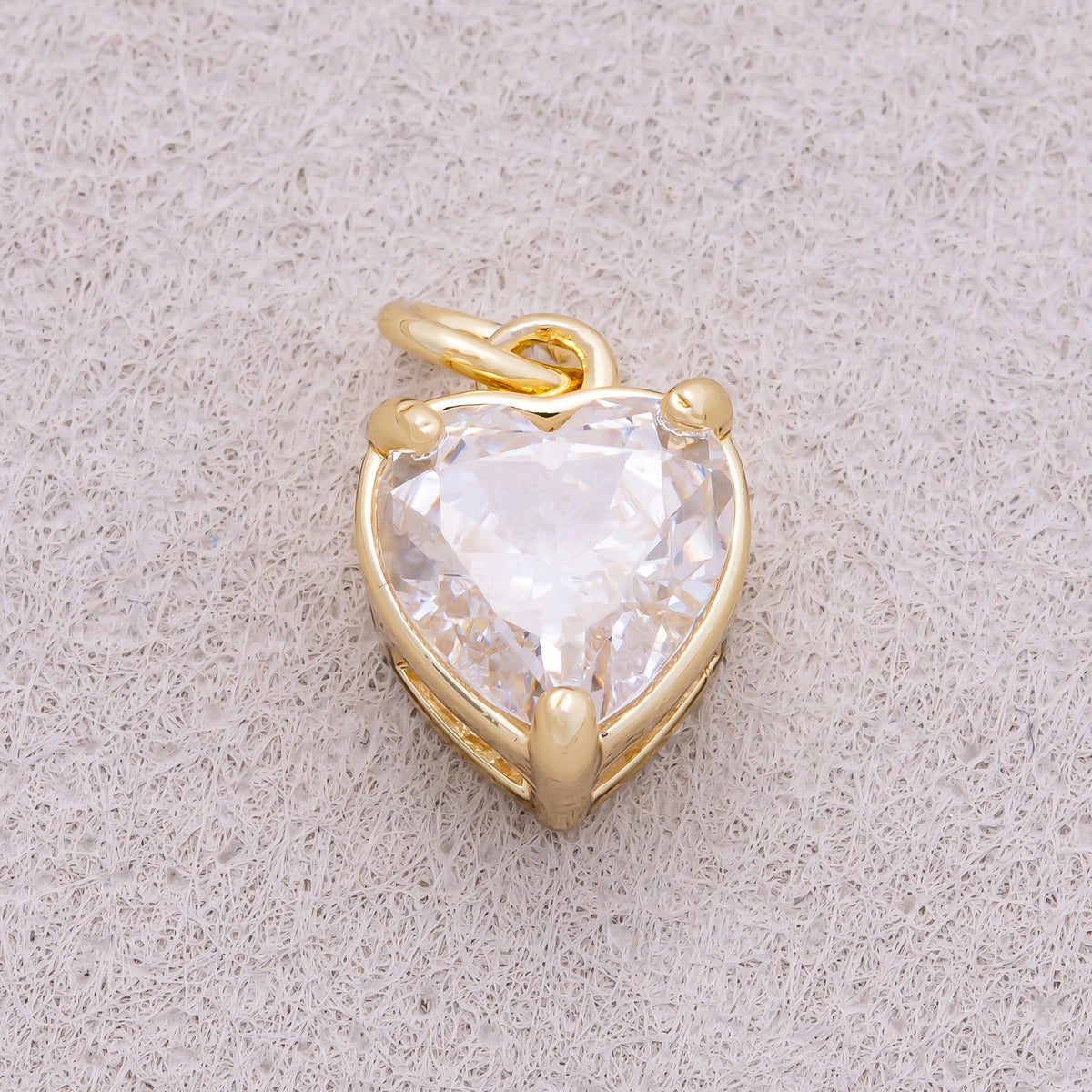16K Gold Plated Colorful Birthstone CZ Heart Charm - Sold Each