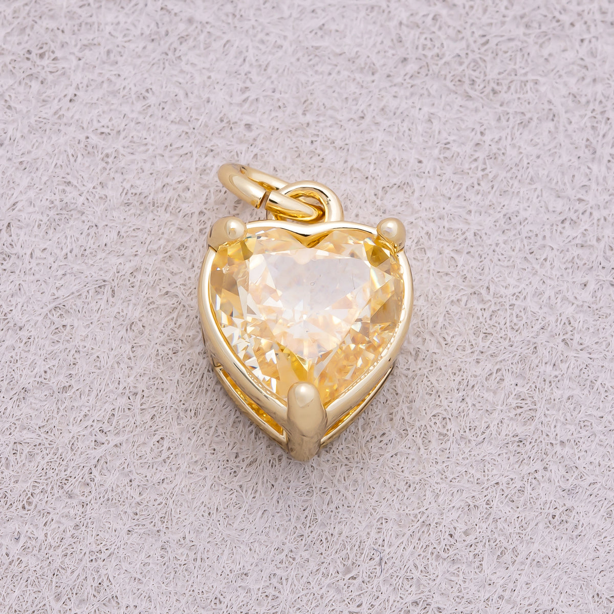 16K Gold Plated Colorful Birthstone CZ Heart Charm - Sold Each