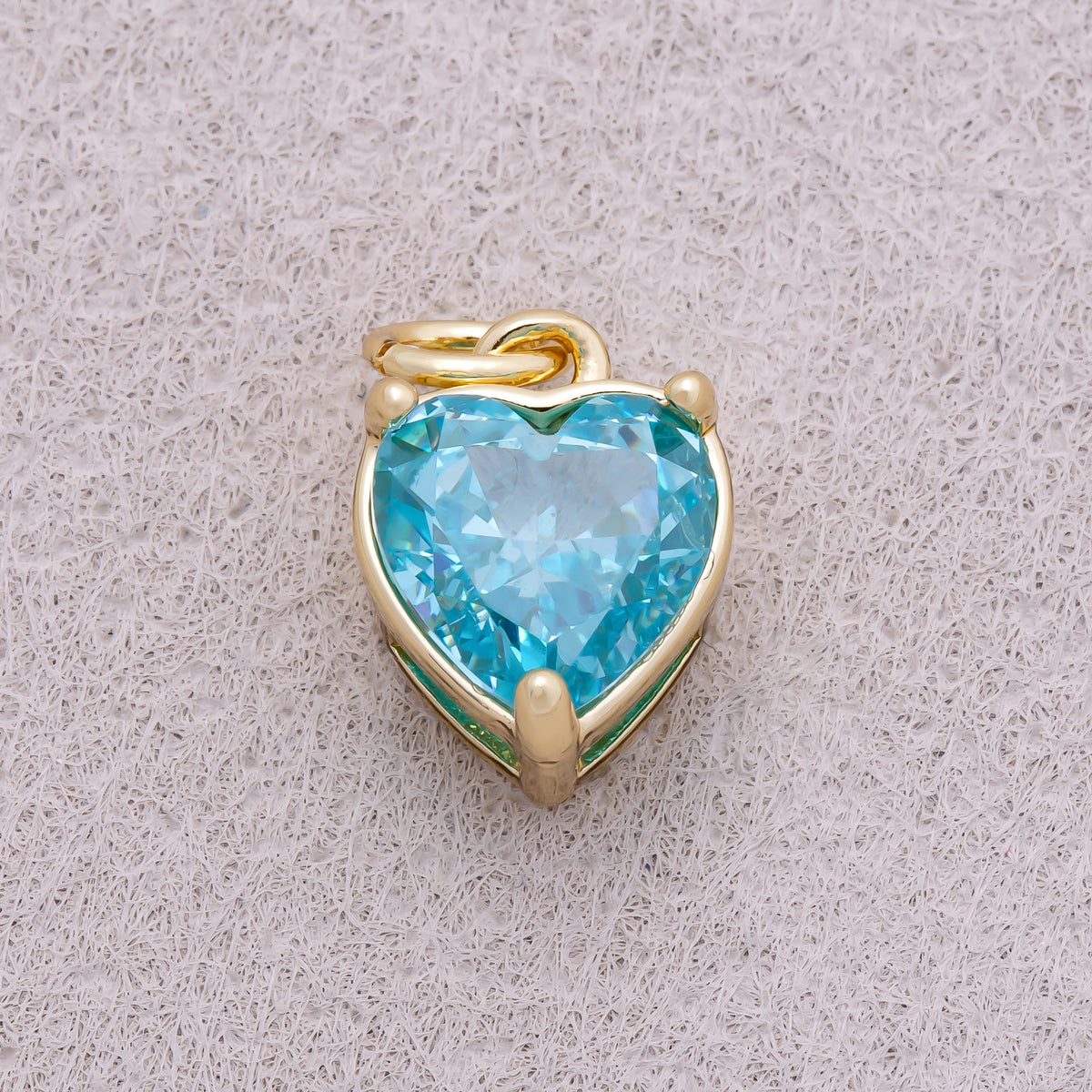 16K Gold Plated Colorful Birthstone CZ Heart Charm - Sold Each