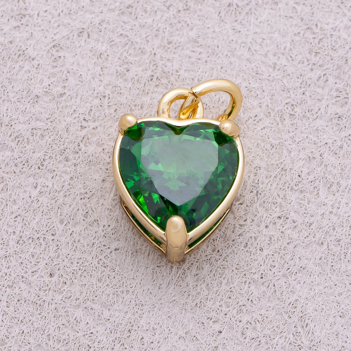 16K Gold Plated Colorful Birthstone CZ Heart Charm - Sold Each