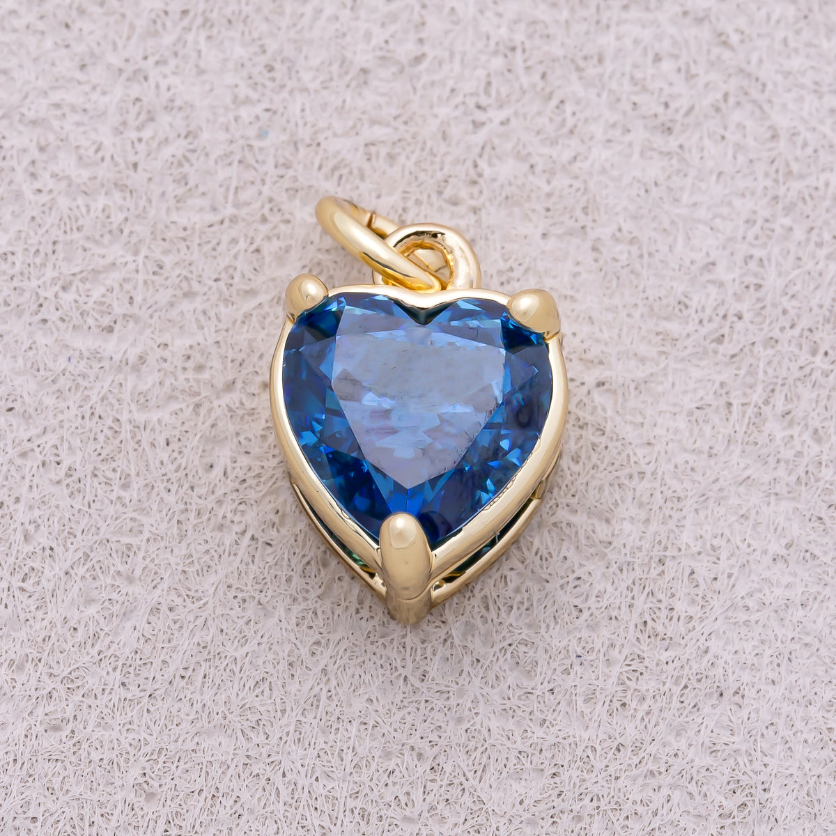 16K Gold Plated Colorful Birthstone CZ Heart Charm - Sold Each