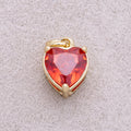 16K Gold Plated Colorful Birthstone CZ Heart Charm - Sold Each