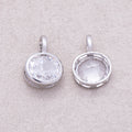 Silver Round CZ Bezel Collar Chain Pendant - Sold Each