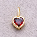 16K Gold Plated Birthstone CZ Bezel Heart Collar Chain Pendant - Sold Each