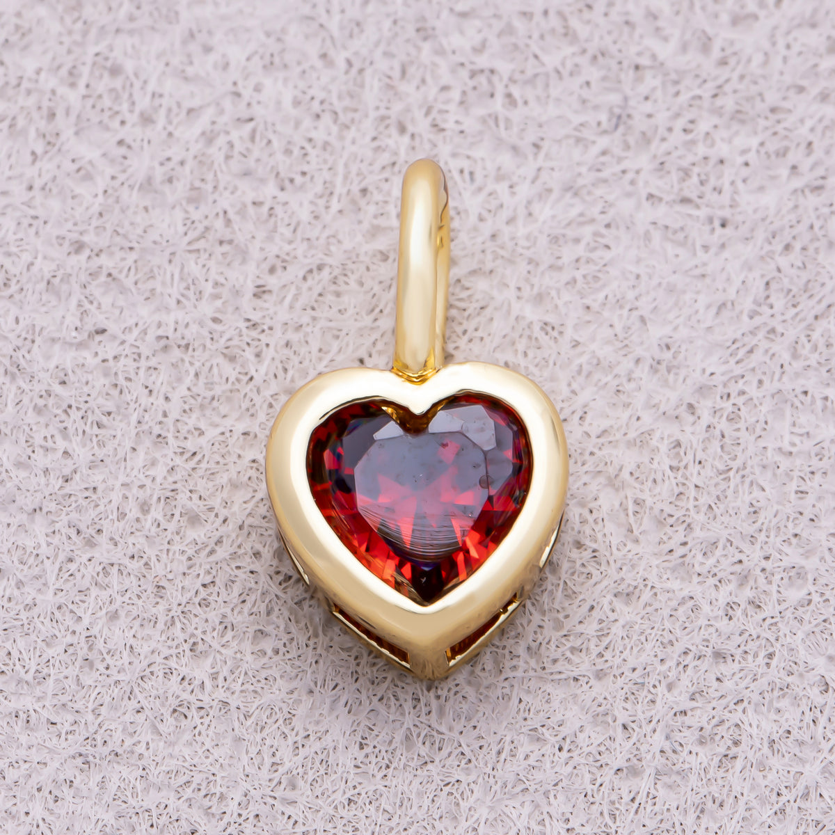 16K Gold Plated Birthstone CZ Bezel Heart Collar Chain Pendant - Sold Each