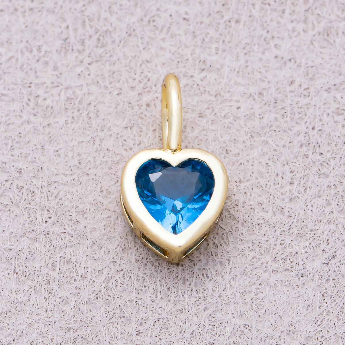16K Gold Plated Birthstone CZ Bezel Heart Collar Chain Pendant - Sold Each