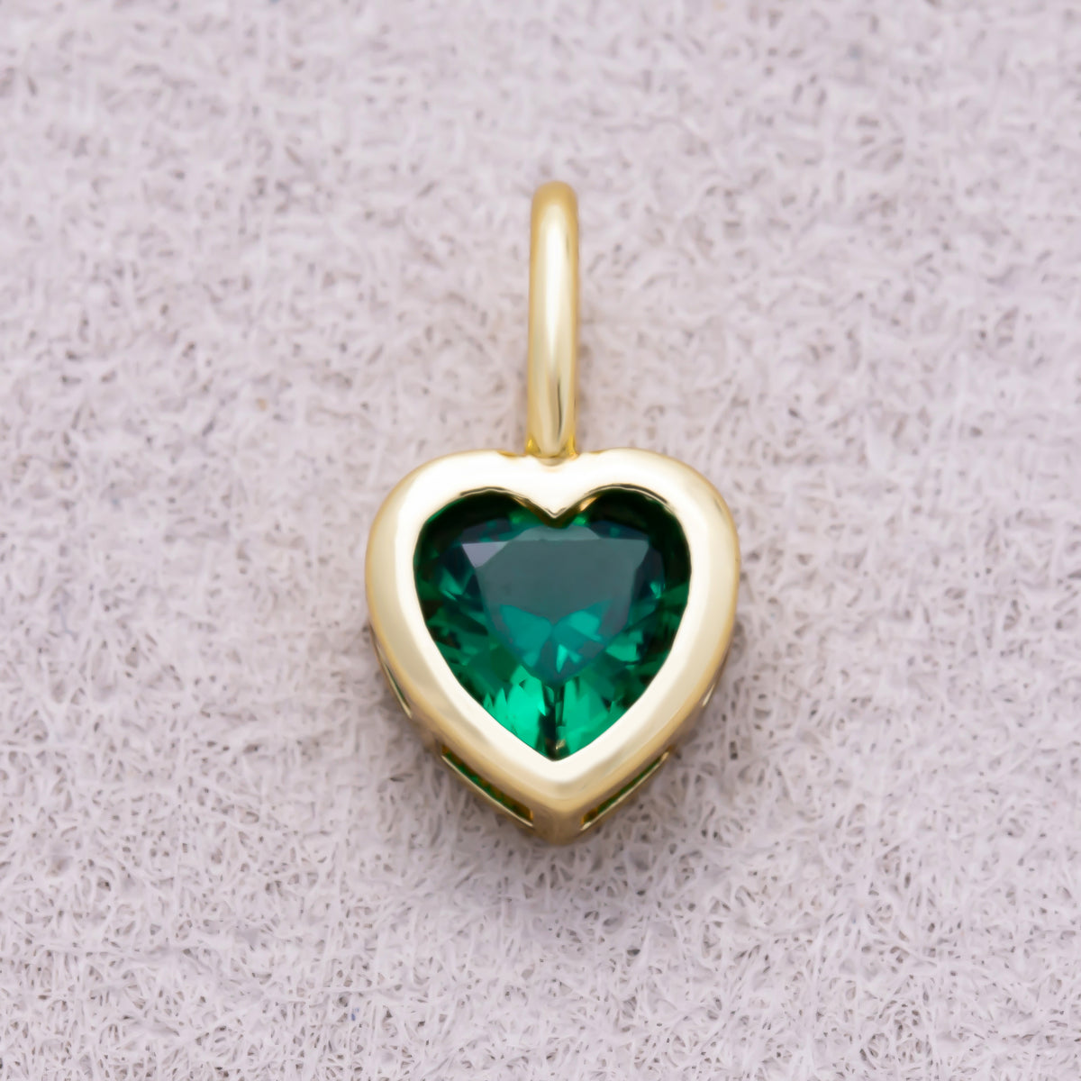 16K Gold Plated Birthstone CZ Bezel Heart Collar Chain Pendant - Sold Each