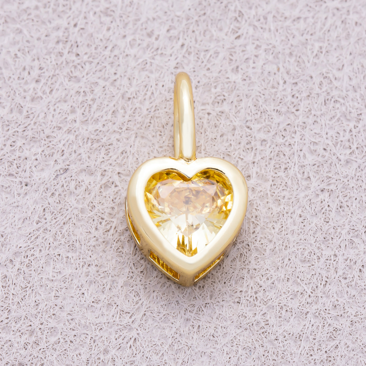 16K Gold Plated Birthstone CZ Bezel Heart Collar Chain Pendant - Sold Each