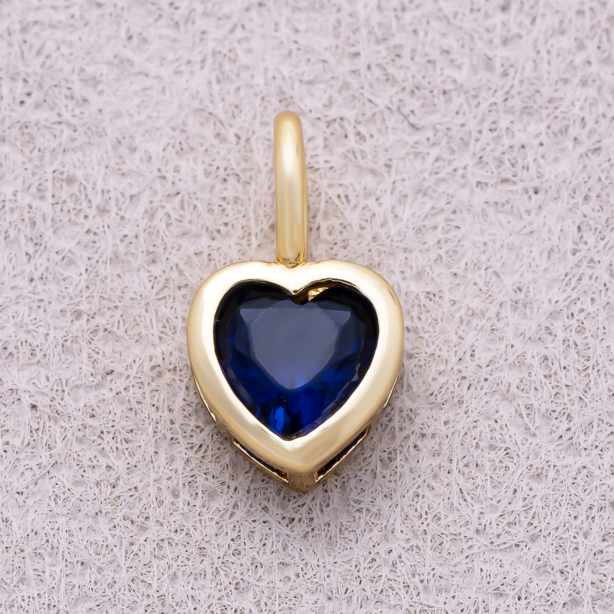 16K Gold Plated Birthstone CZ Bezel Heart Collar Chain Pendant - Sold Each