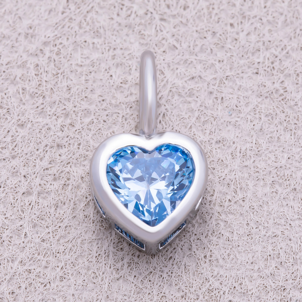 Silver Birthstone CZ Bezel Heart Collar Chain Pendant - Sold Each
