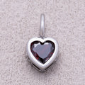 Silver Birthstone CZ Bezel Heart Collar Chain Pendant - Sold Each