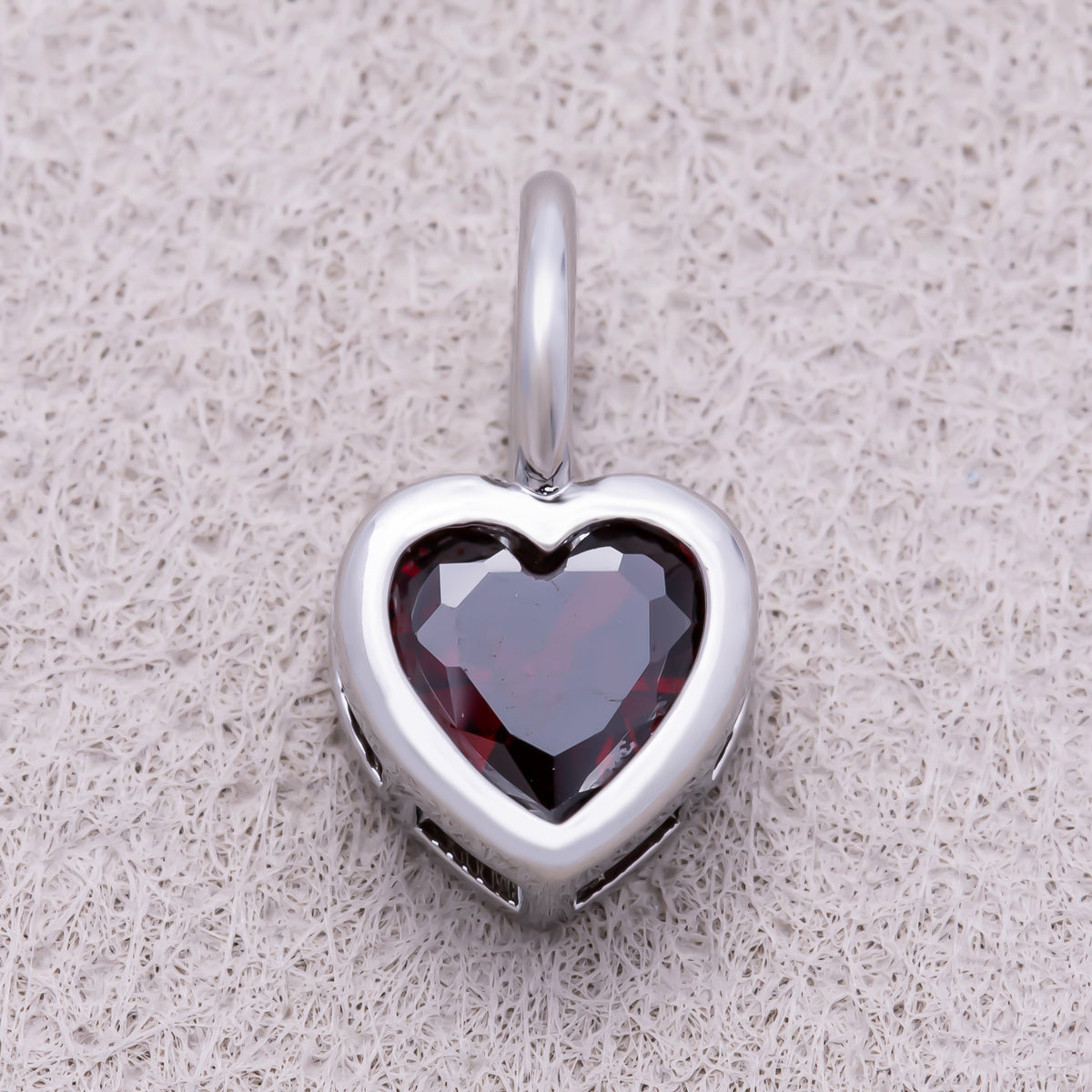 Silver Birthstone CZ Bezel Heart Collar Chain Pendant - Sold Each