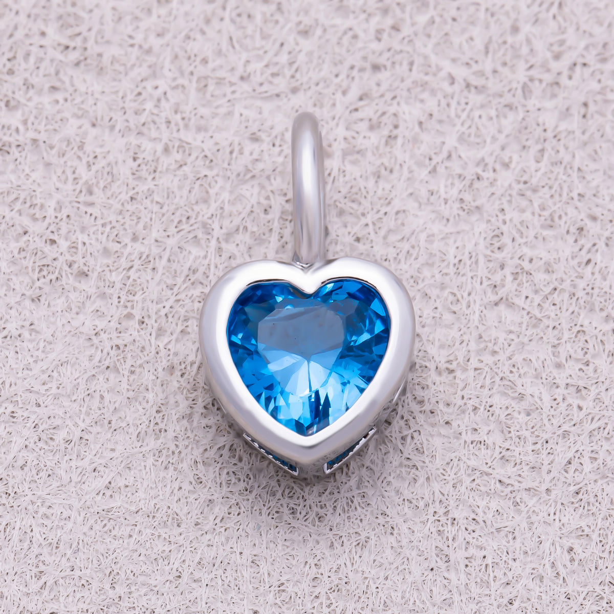Silver Birthstone CZ Bezel Heart Collar Chain Pendant - Sold Each