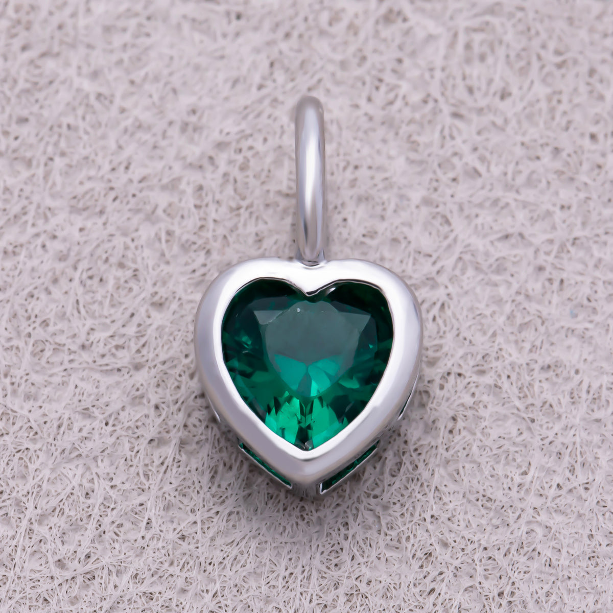 Silver Birthstone CZ Bezel Heart Collar Chain Pendant - Sold Each