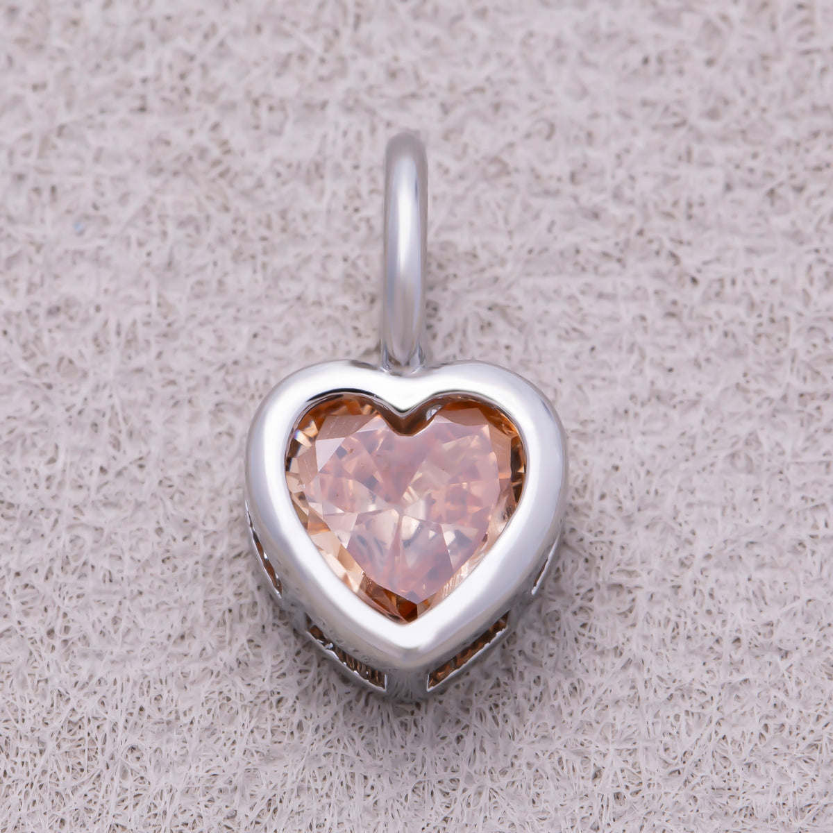 Silver Birthstone CZ Bezel Heart Collar Chain Pendant - Sold Each