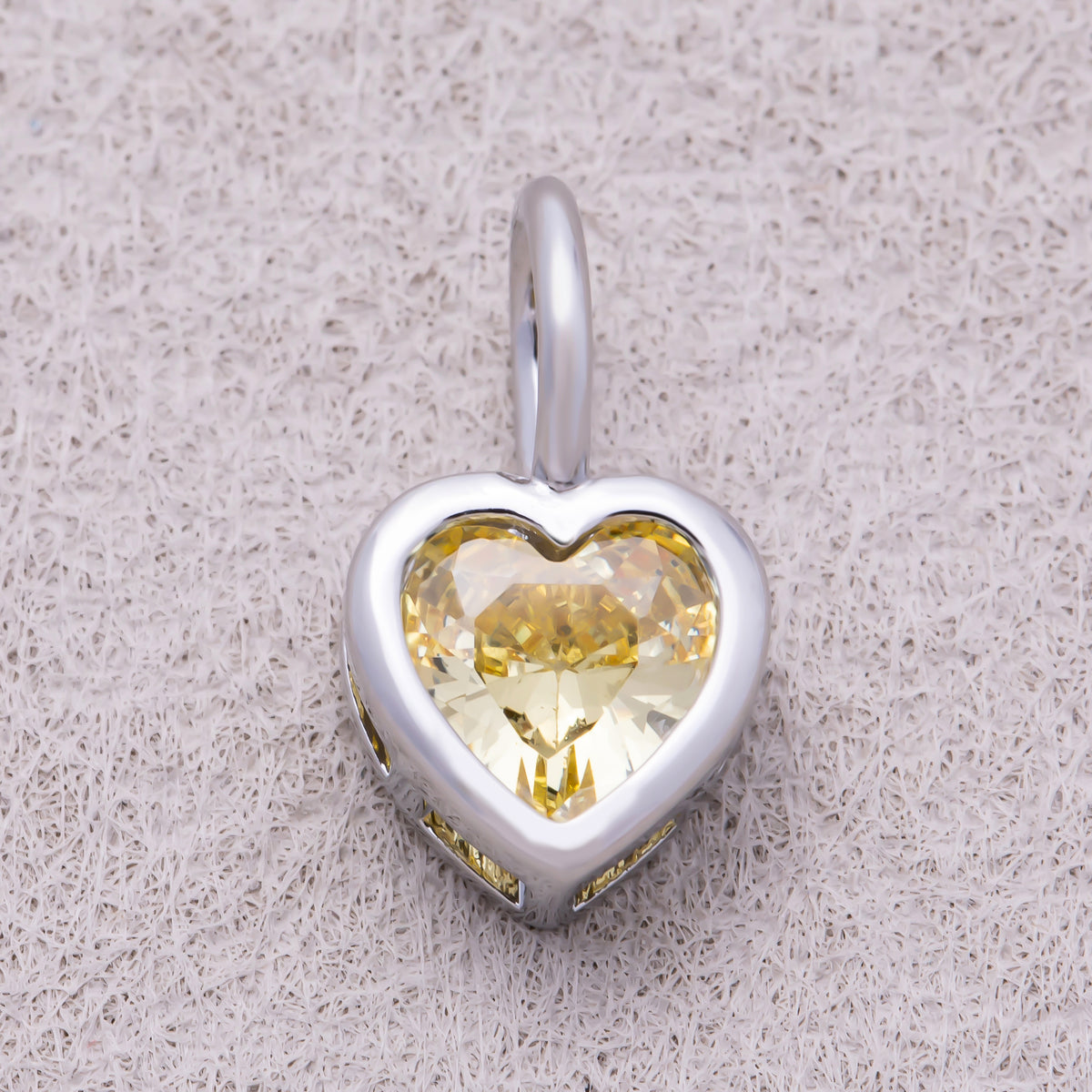 Silver Birthstone CZ Bezel Heart Collar Chain Pendant - Sold Each