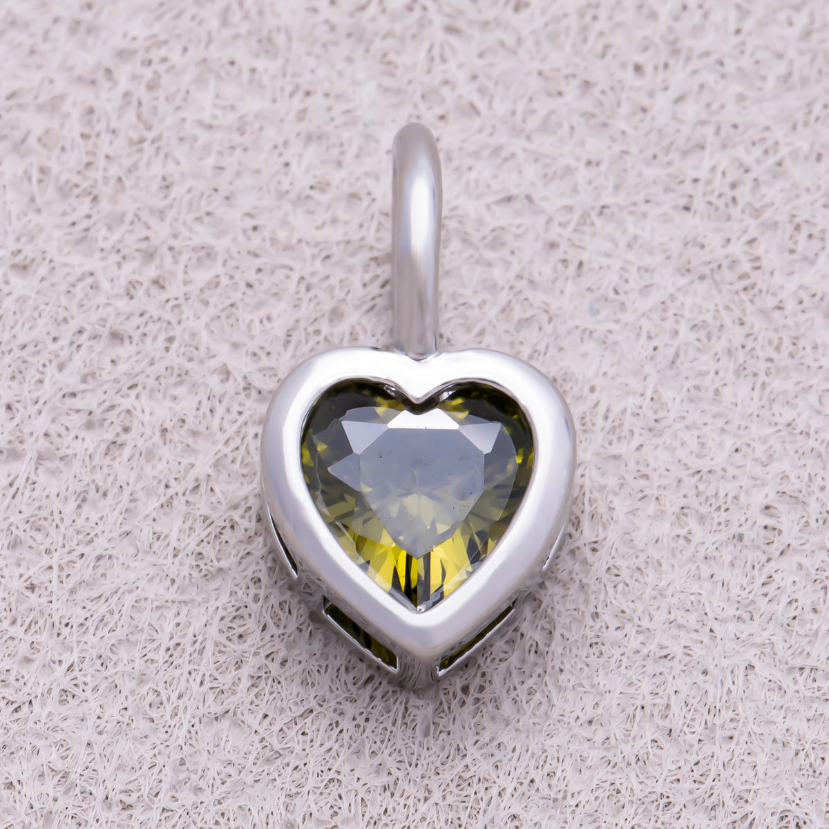 Silver Birthstone CZ Bezel Heart Collar Chain Pendant - Sold Each