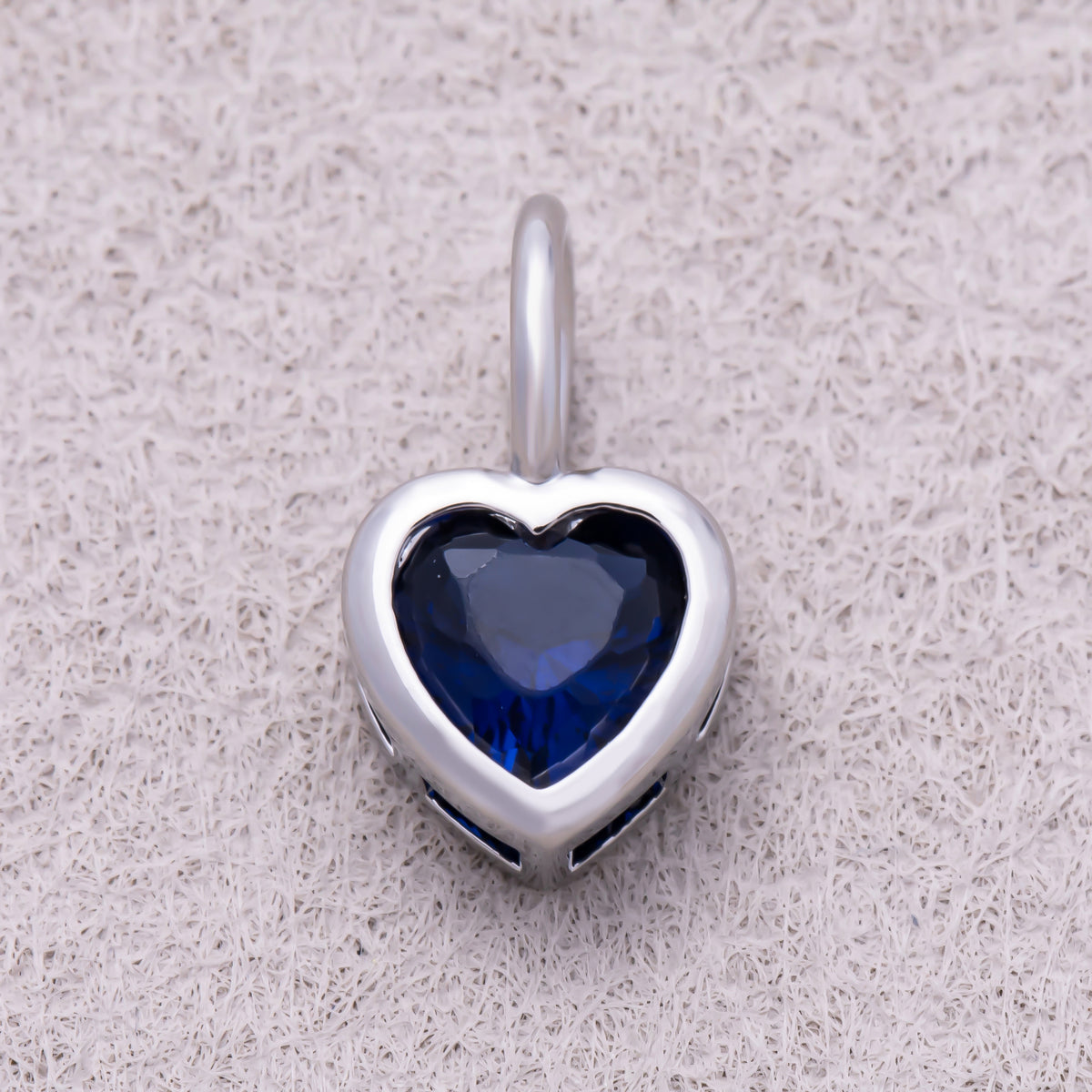 Silver Birthstone CZ Bezel Heart Collar Chain Pendant - Sold Each
